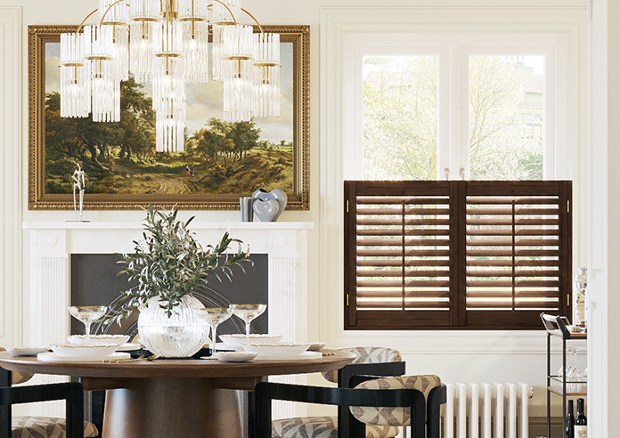Kensington, Antique Walnut - Cafe Style Plantation Shutter - Image 3